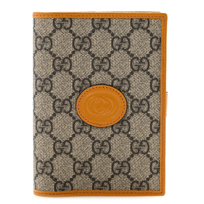 Gucci GG Supreme Monogram Textured Calfskin Retro Interlocking G Passport Case Beige Yellow 1 of 8