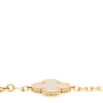 Van Cleef & Arpels 18K Yellow Gold Mother of Pearl 5 Motifs Vintage Alhambra Bracelet 5 of 6