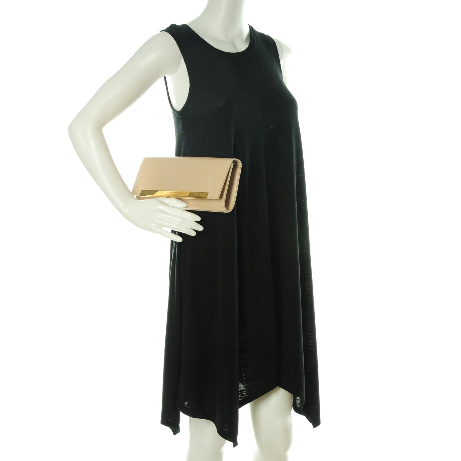 Saint Laurent Patent Grain de Poudre Lutetia Flap Clutch Beige 2 of 7