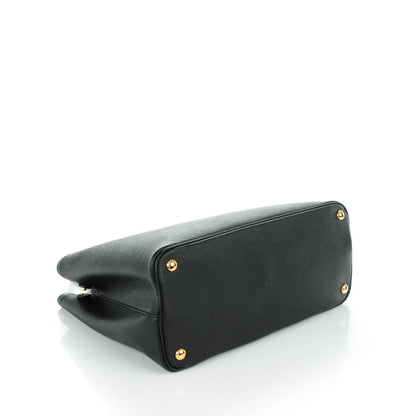 Prada Saffiano Cuir Large Double Bag Black Mughetto 4 of 8