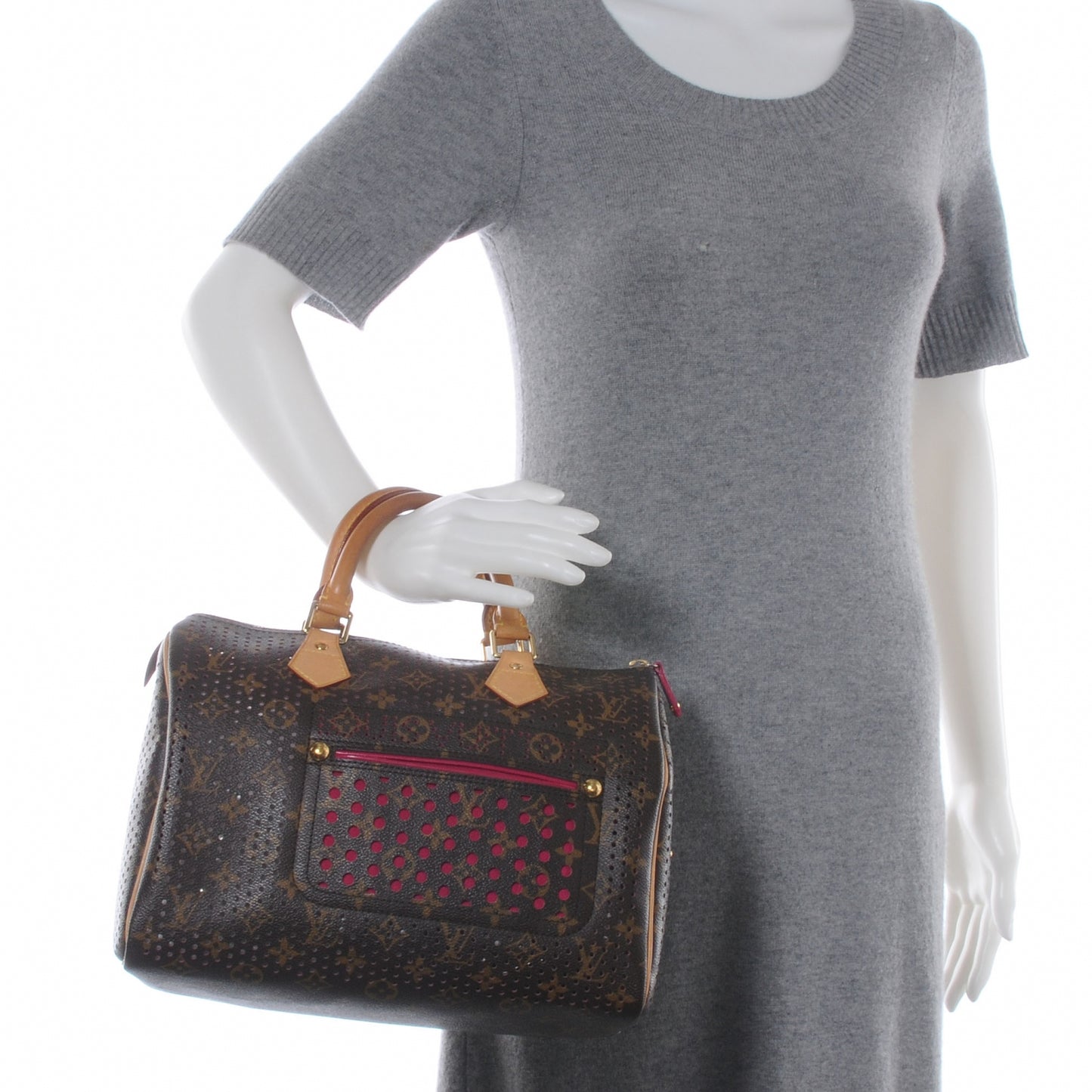 Monogram Perforated Speedy 30 Fuchsia