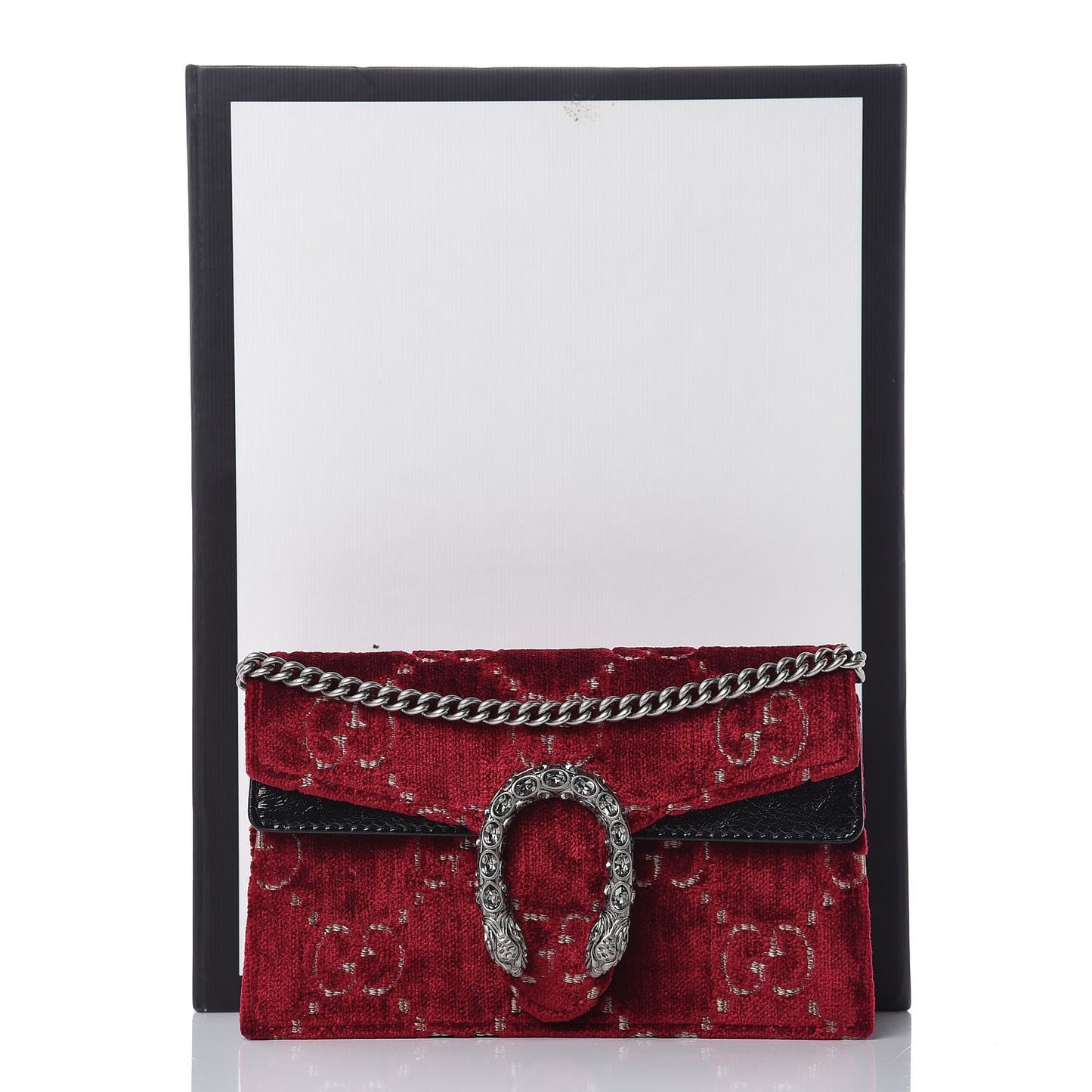 Velvet GG Monogram Super Mini Dionysus Shoulder Bag Red Cipria Black