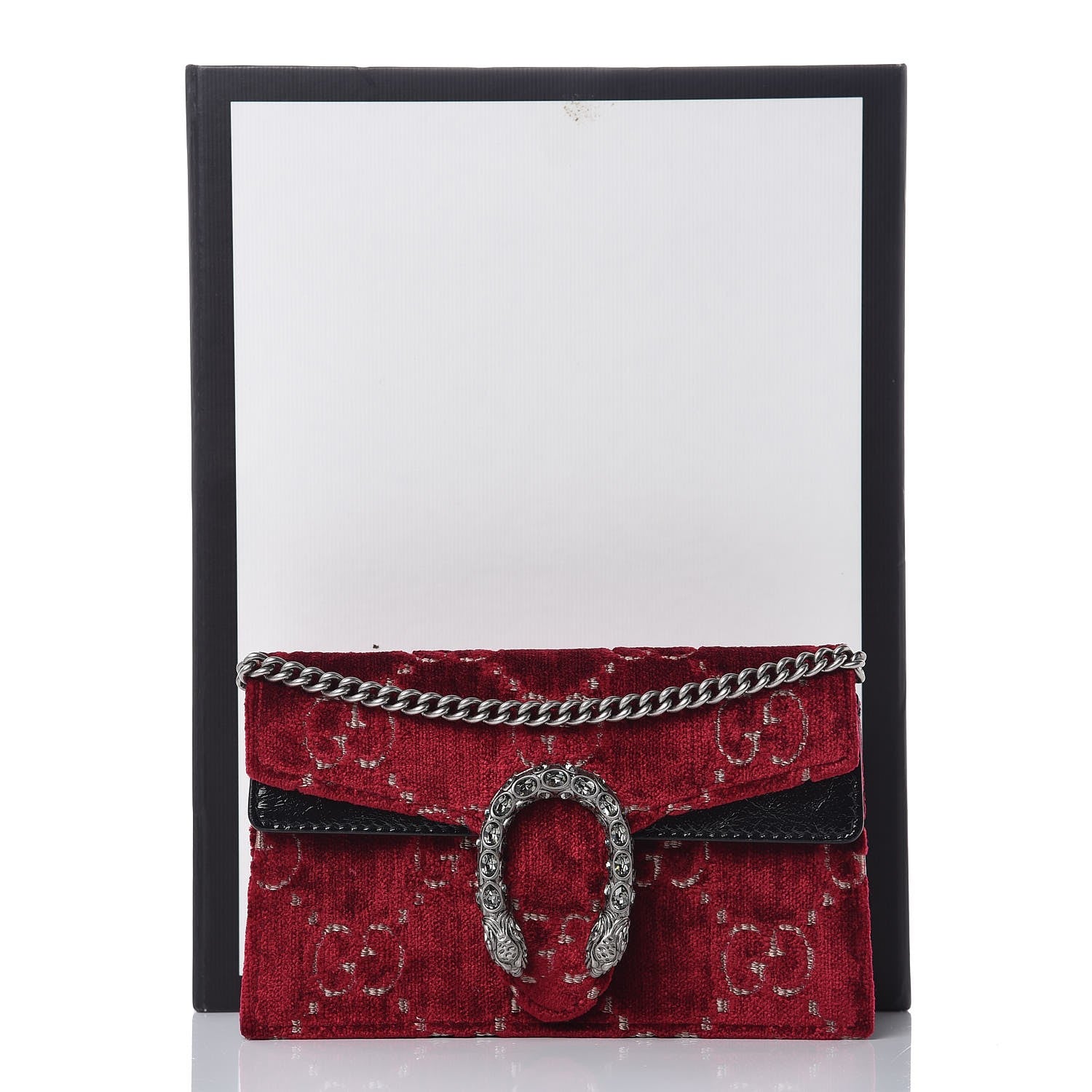 Gucci Velvet GG Monogram Super Mini Dionysus Shoulder Bag Red Cipria Black 11 of 11