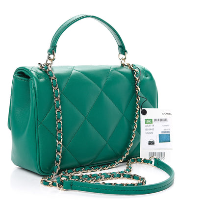 Chanel Lambskin Quilted CC Flap Bag Green 2 of 9