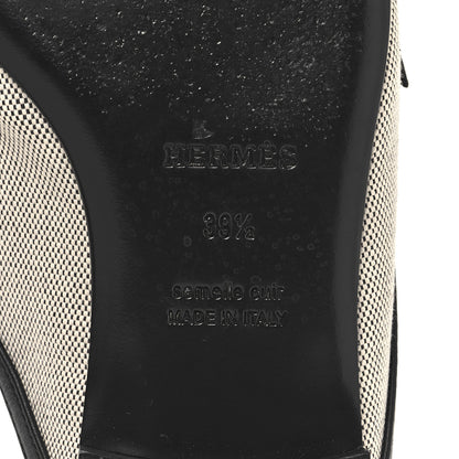 Hermes Canvas Calfskin Womens Groupie Mules 39.5 Prunoir Black 8 of 9