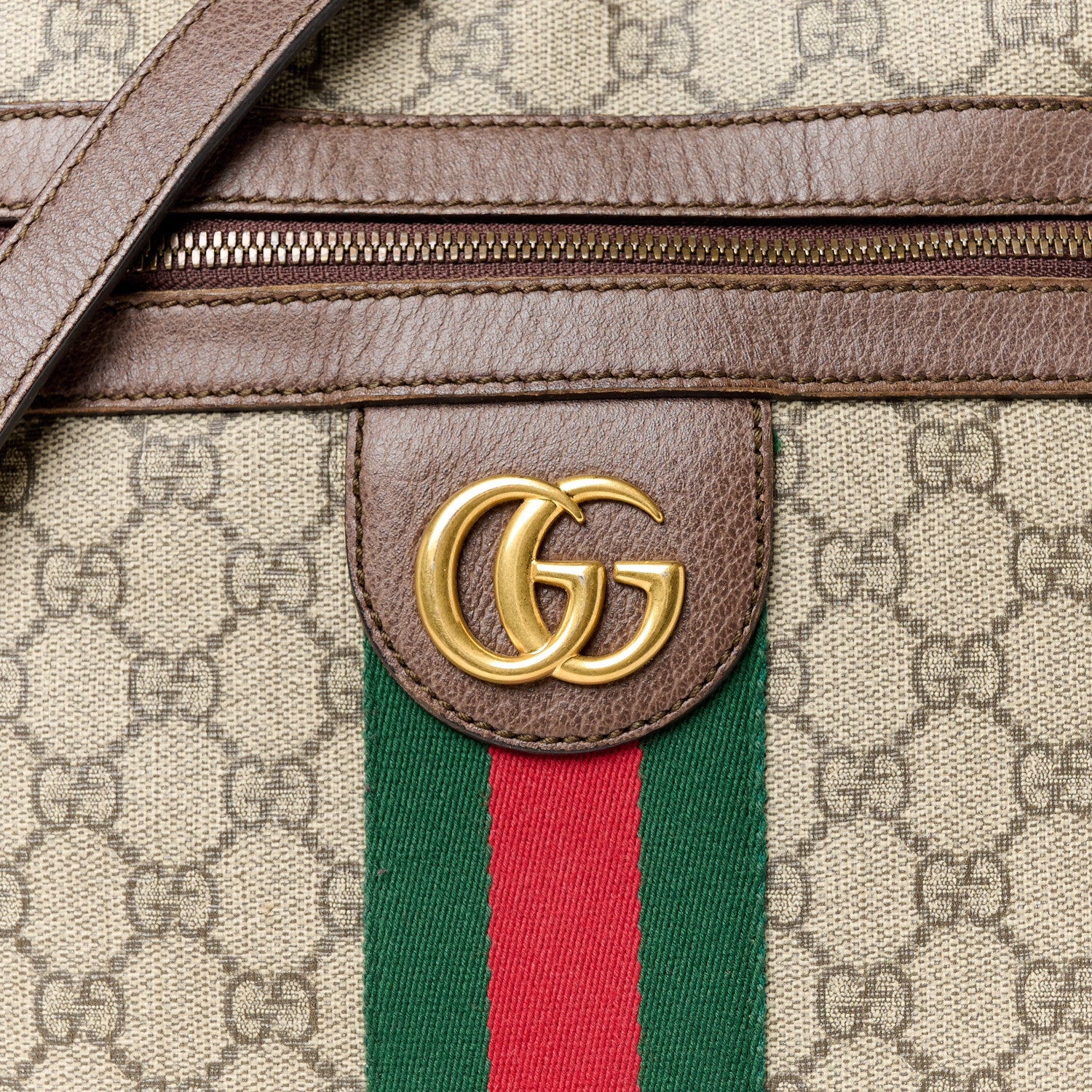 Gucci GG Supreme Monogram Web Medium Ophidia Messenger Bag Brown 9 of 12