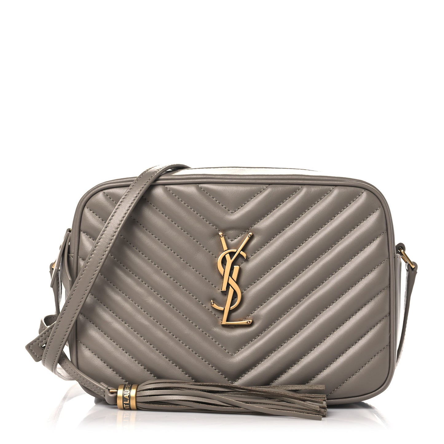 Calfskin Matelasse Monogram Lou Camera Bag Greyish Brown