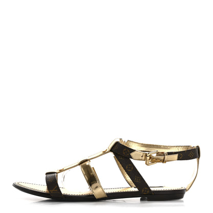 Louis Vuitton Monogram Gladiator Sandals 39.5 Gold 1 of 11