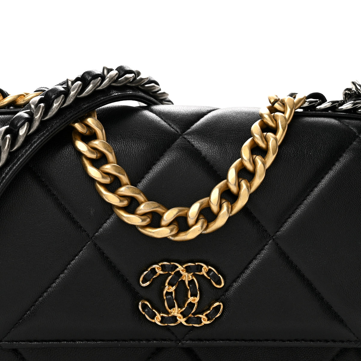 Chanel Lambskin Quilted Chanel 19 Wallet On Chain WOC Black 8 of 13