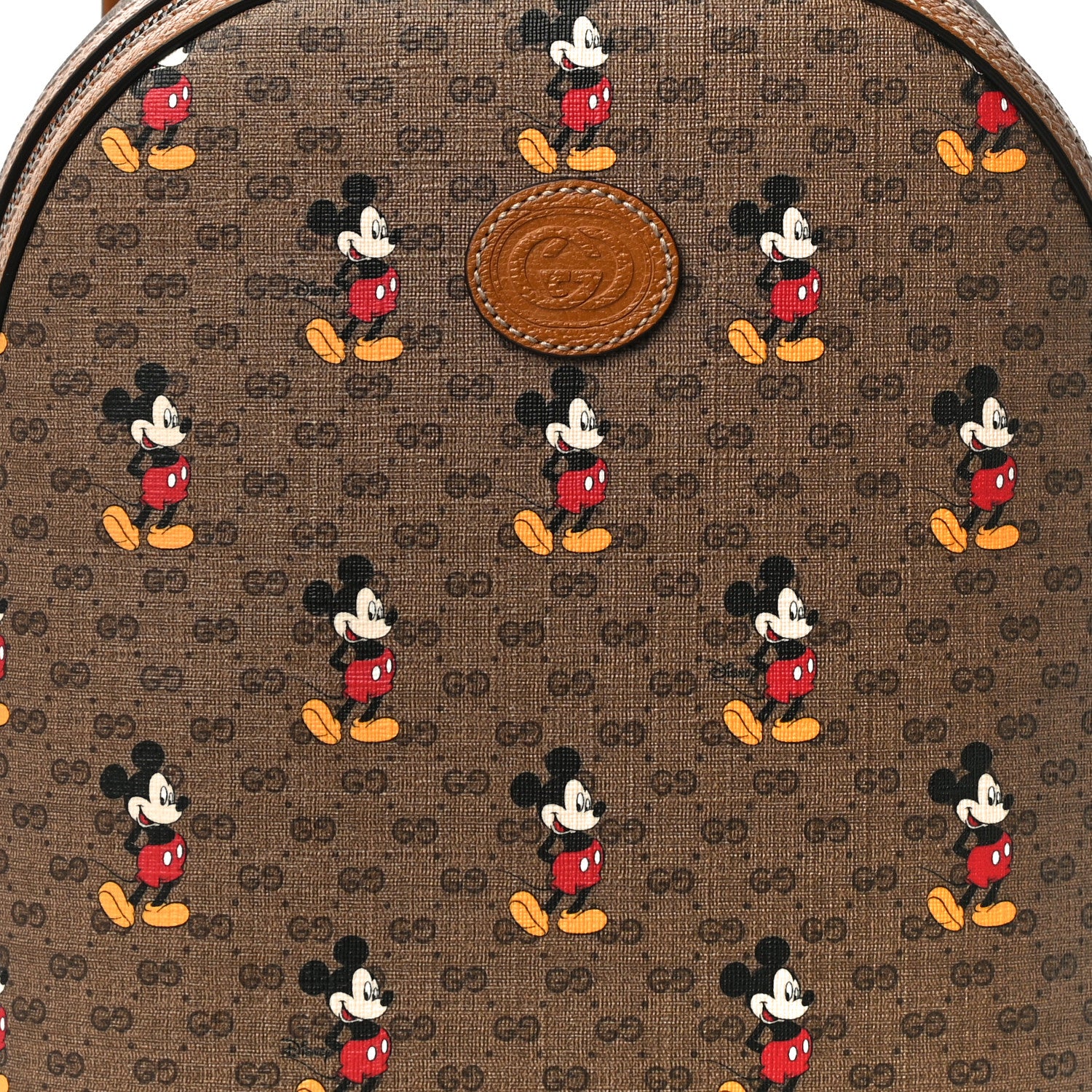 Gucci X DISNEY Mini Vintage GG Supreme Monogram Mickey Mouse Small Dome Backpack Beige Vintage Sun Oil 9 of 11