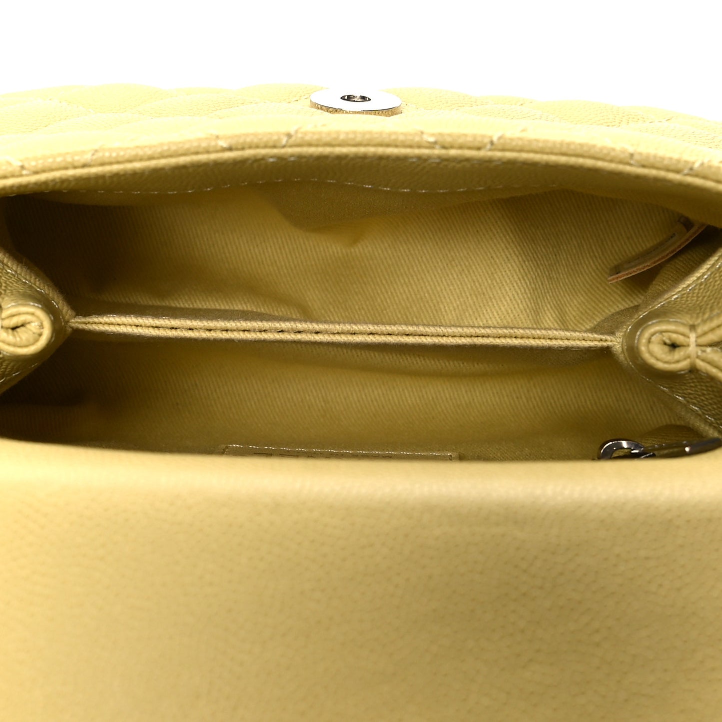 Caviar Quilted Incognito Extra Mini Coco Handle Flap Light Yellow