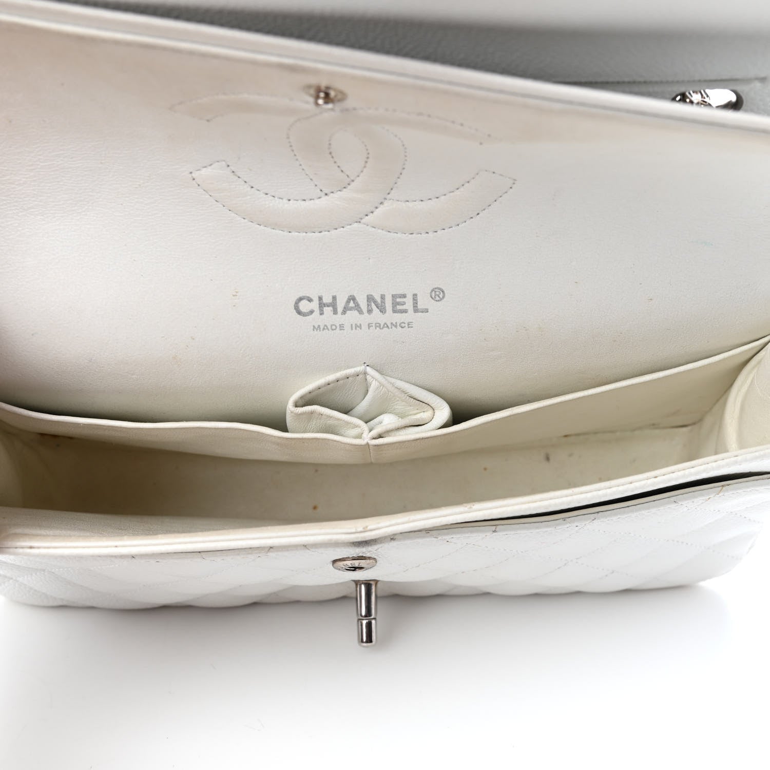 Chanel Caviar Quilted Medium Double Flap Bijoux Chain White 5 of 10