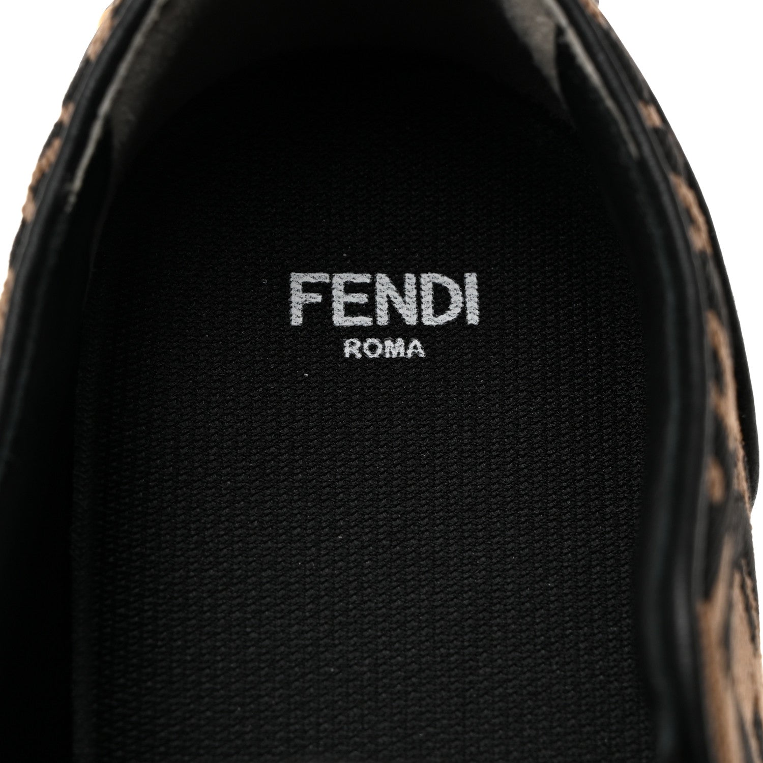 Fendi X SARA COLEMAN Canvas FF Vertigo Embroidered Womens Rise Slip On Sneakers 40 Tobacco Black 6 of 8