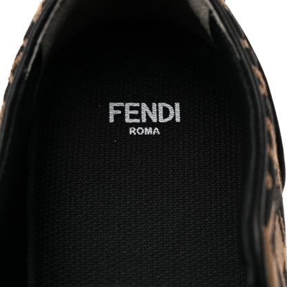 Fendi X SARA COLEMAN Canvas FF Vertigo Embroidered Womens Rise Slip On Sneakers 40 Tobacco Black 6 of 8