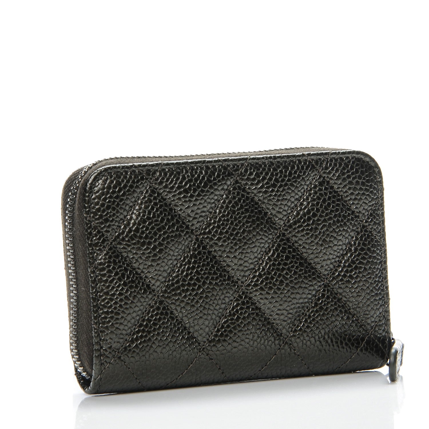 Chanel Metallic Caviar Quilted Zip Coin Purse Dark Charcoal 3 of 8