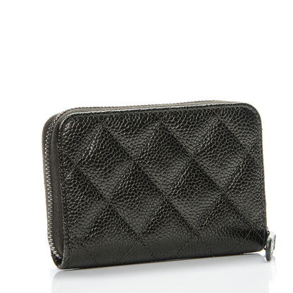 Chanel Metallic Caviar Quilted Zip Coin Purse Dark Charcoal 3 of 8