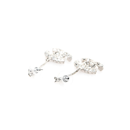 Chanel Baguette Crystal CC Drop Earrings Silver 3 of 4