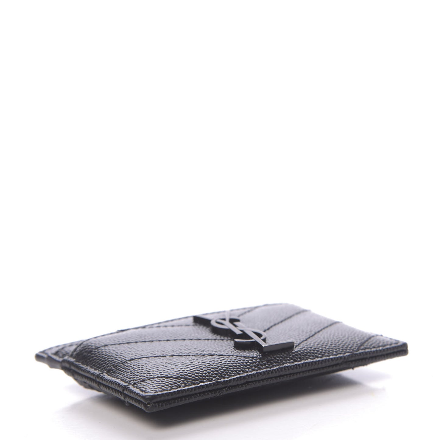 Grain De Poudre Matelasse Chevron Monogram Credit Card Case Black