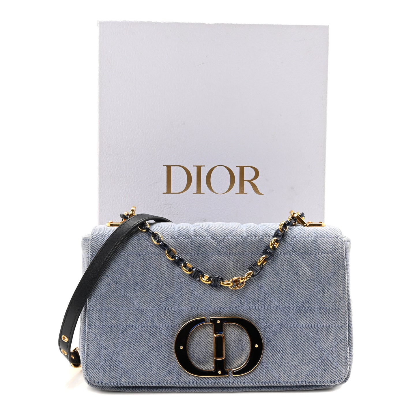 Denim Macrocannage Medium Caro Bag Blue
