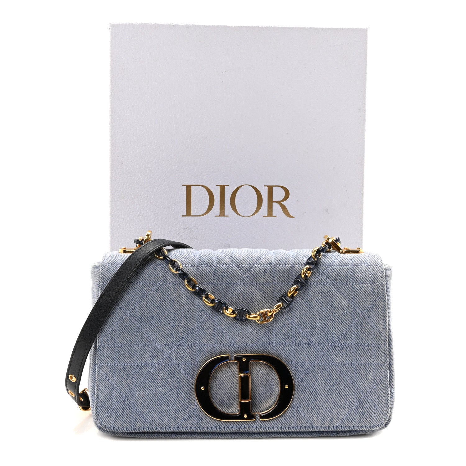 Christian Dior Denim Macrocannage Medium Caro Bag Blue 11 of 11