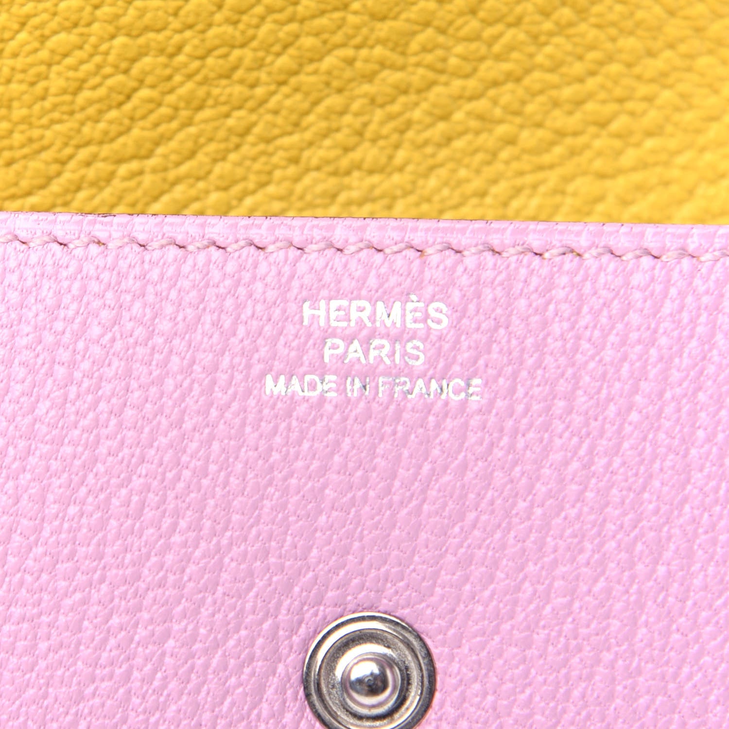 Hermes Chevre Mysore Le 24 Coin Purse Mauve Sylvestre Jaune De Naples 6 of 6