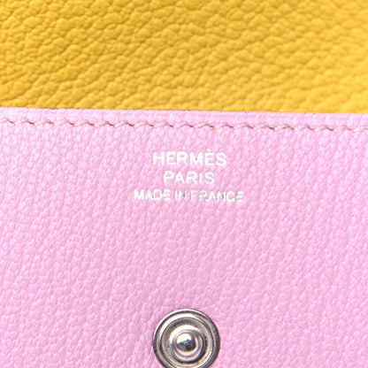 Hermes Chevre Mysore Le 24 Coin Purse Mauve Sylvestre Jaune De Naples 6 of 6