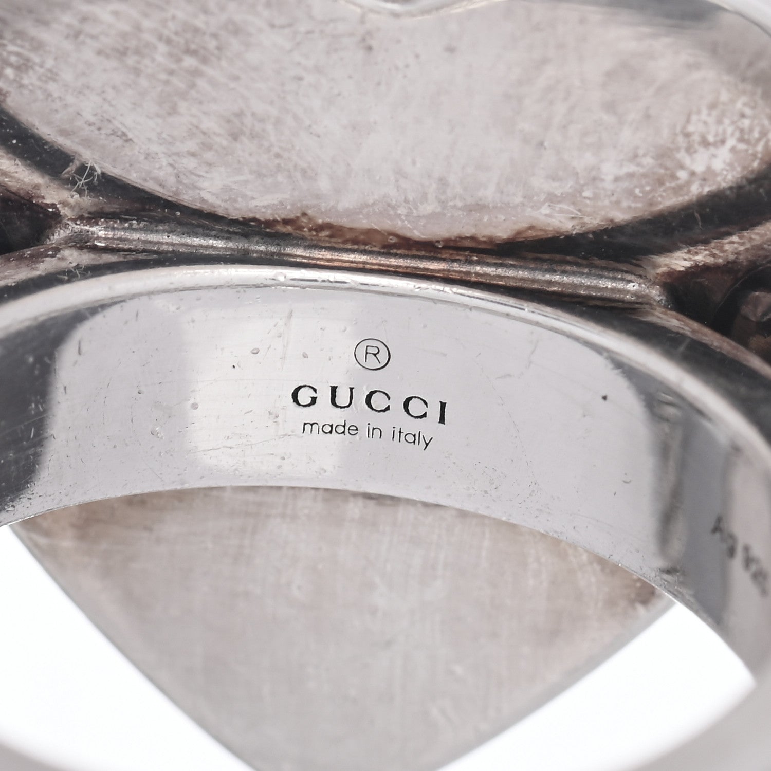 Gucci Sterling Silver Black Spinel Heart 25 Chain Ring 56 7.5 5 of 6