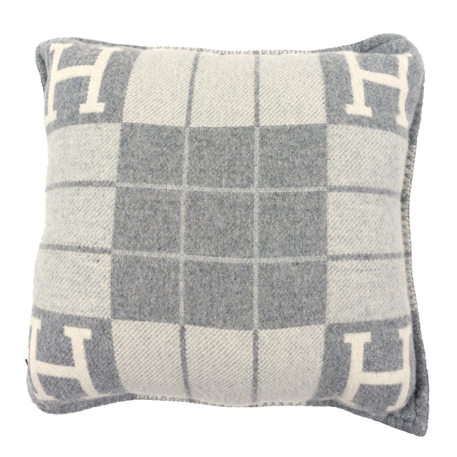 Hermes Wool Cashmere Avalon III Pillow PM Ecru Gris Clair 1968244
