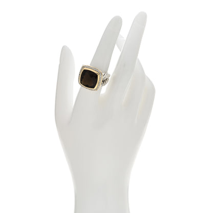 David Yurman Sterling Silver 18K Yellow Gold Diamond Smoky Quartz 14mm Albion Ring 54 6.75 2 of 4