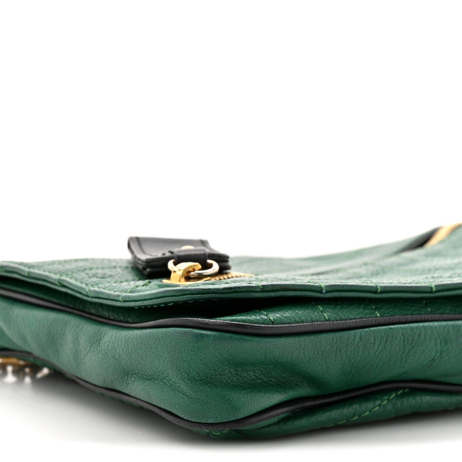 Christian Louboutin Calfskin Trophe Twist Pocket Shoulder Bag Emerald 9 of 10