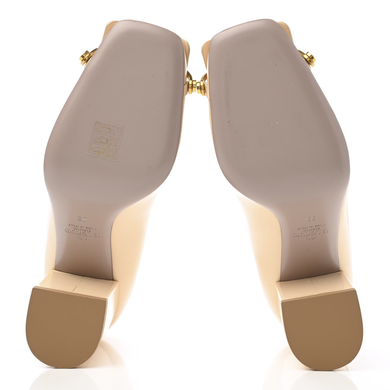 Valentino Garavani Patent Vlogo Club Block Pumps 39 Beige 5 of 8