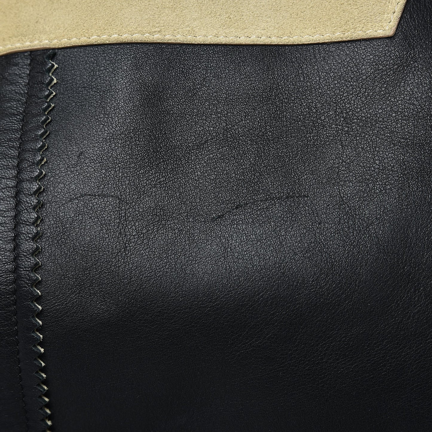 Smooth Calfskin Suede Paper Tote Black Beige