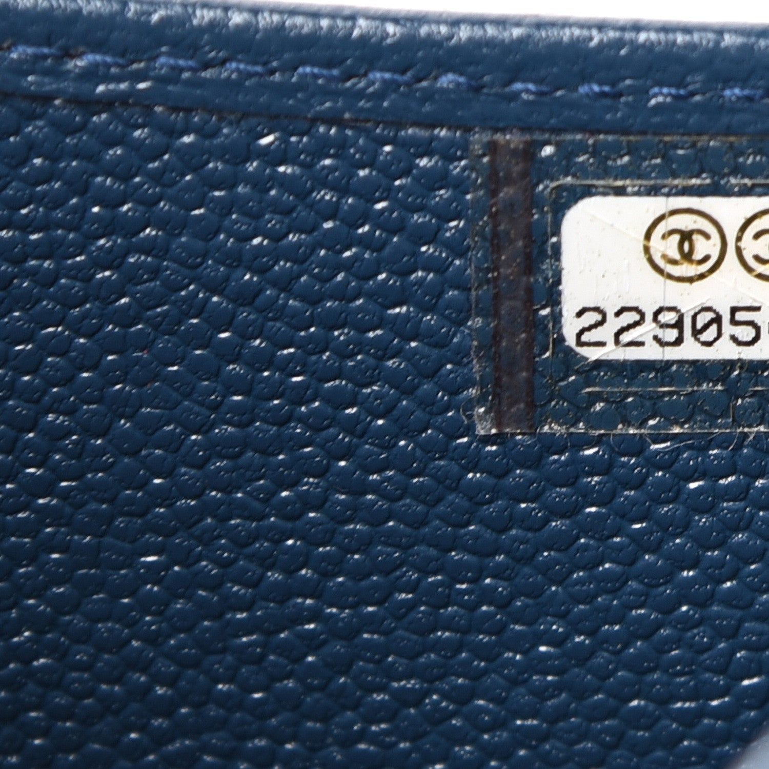 Chanel Caviar CC Button Zip Pouch Blue 6 of 8