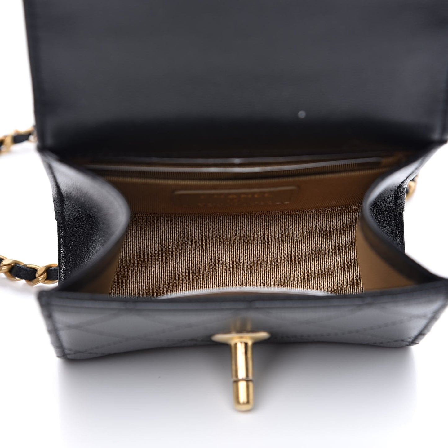 Goatskin Chic Pearls Clutch On Chain Black