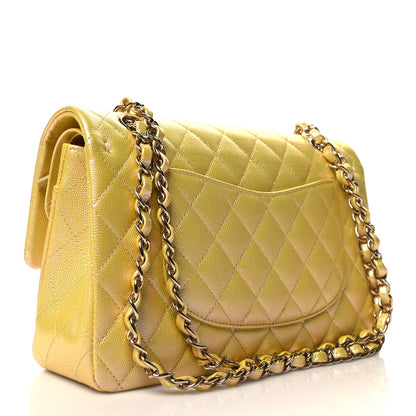 Chanel Iridescent Caviar Quilted Medium Double Flap Yellow 3 of 12