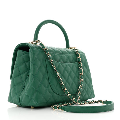 Chanel Caviar Quilted Small Coco Handle Flap Green 2 of 11