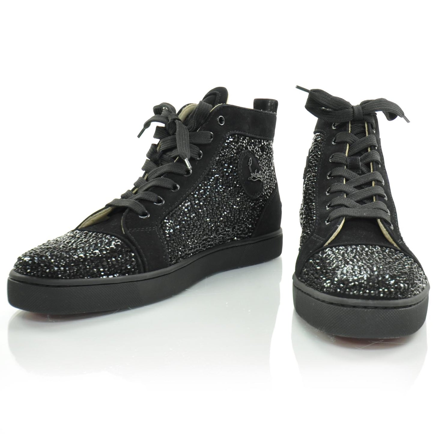 Veau Velours Strass Louis Flat Sneakers 42.5 Hematite Version