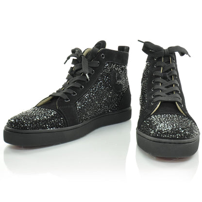 Christian Louboutin Veau Velours Strass Louis Flat Sneakers 42.5 Hematite Version 1 of 8