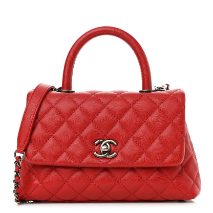 Chanel Caviar Quilted Mini Coco Handle Flap Red 1 of 12