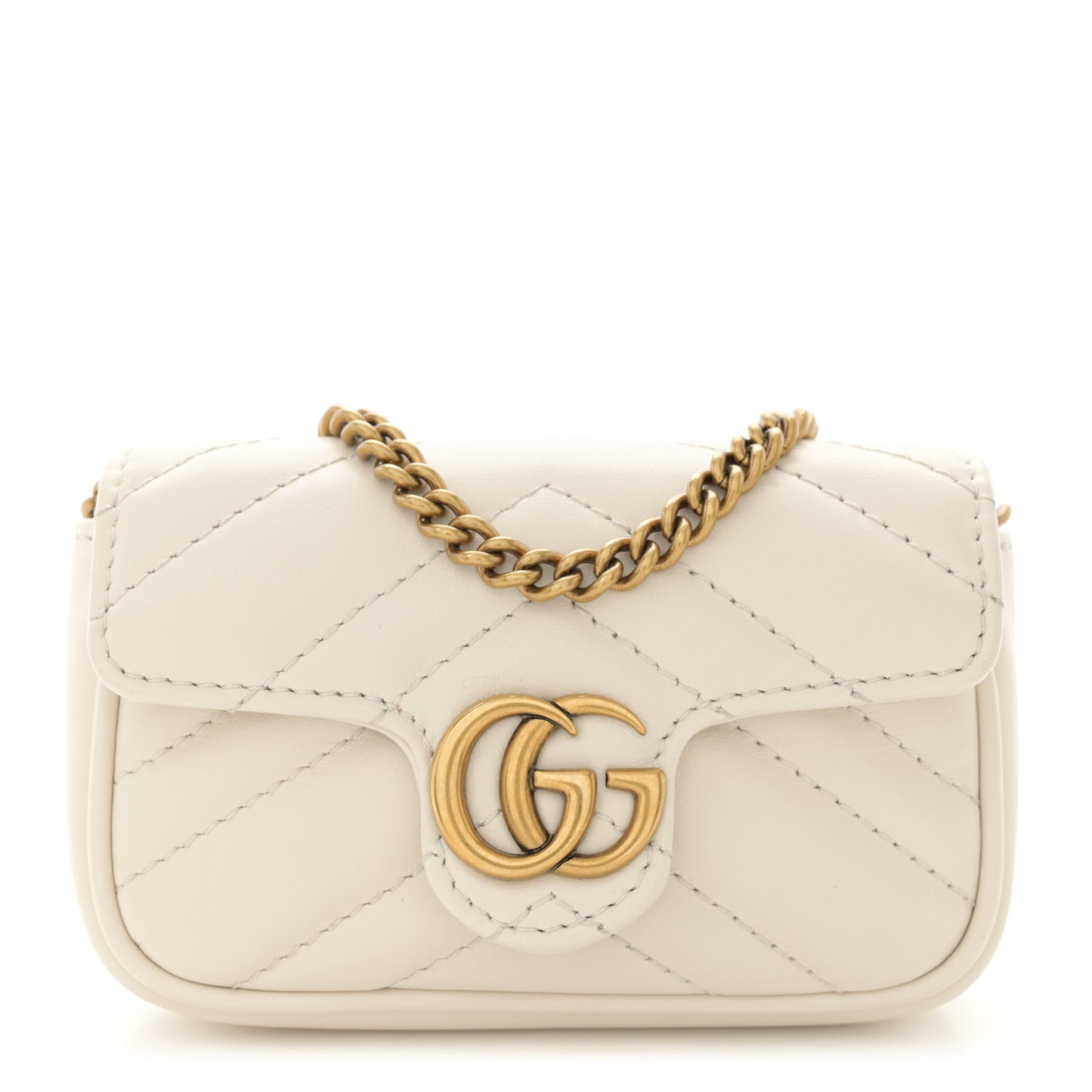 Calfskin Matelasse Heart GG Marmont 2.0 Coin Purse On A Chain Mystic White