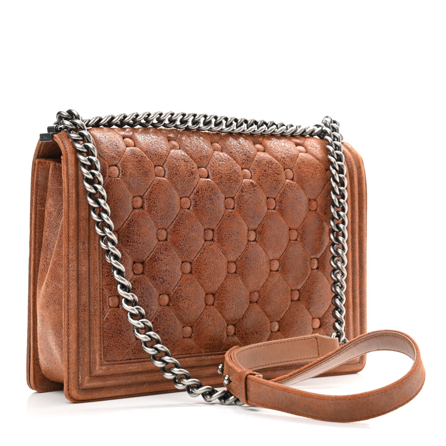 Nubuck Chesterfield Quilted Large Celtic Boy Flap Brown