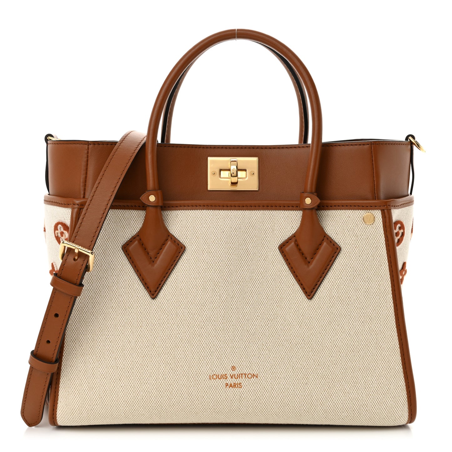 Canvas Calfskin Monogram On My Side PM Caramel Tan