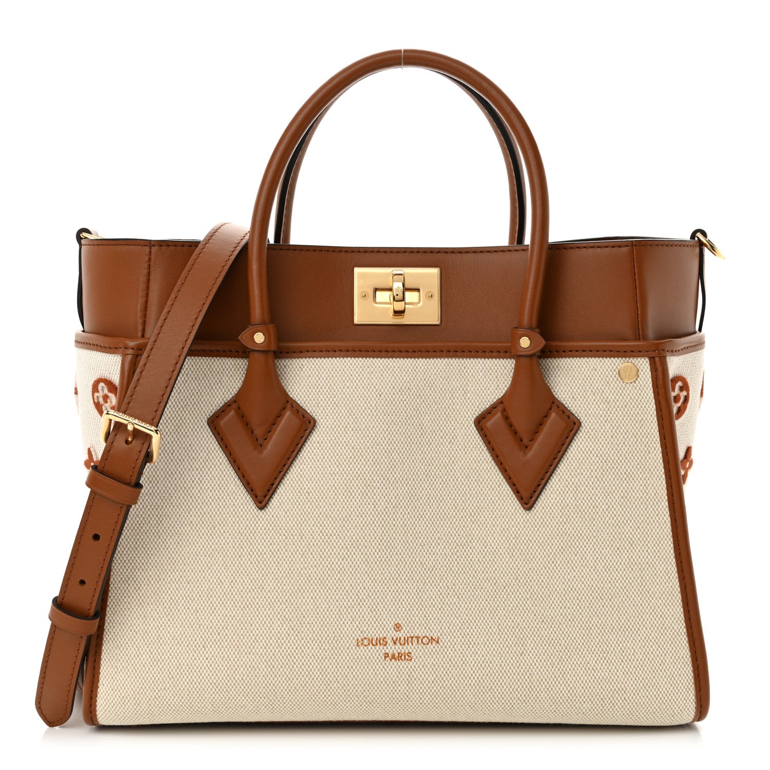 Louis Vuitton Canvas Calfskin Monogram On My Side PM Caramel Tan 1 of 11