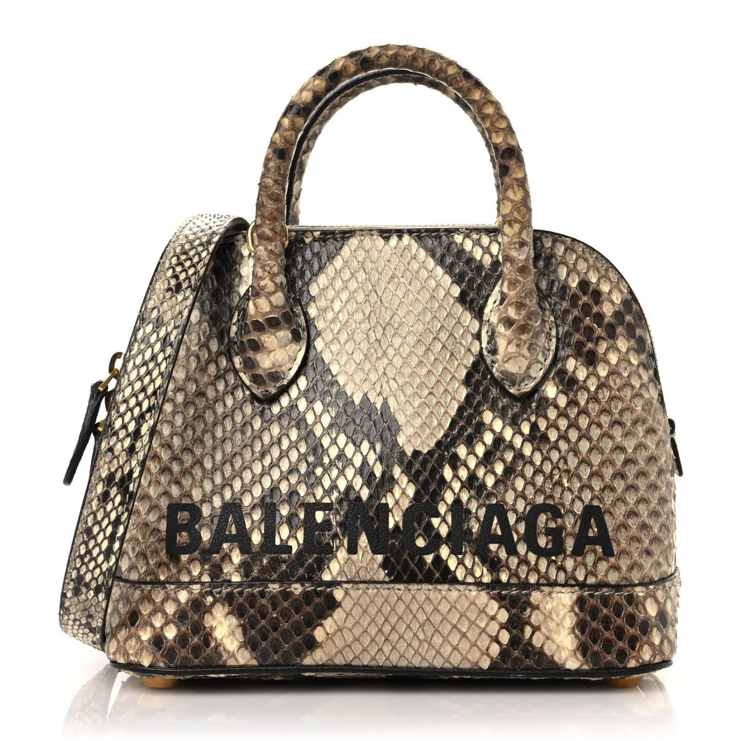 Python Logo XXS Ville Top Handle Bag Black Beige