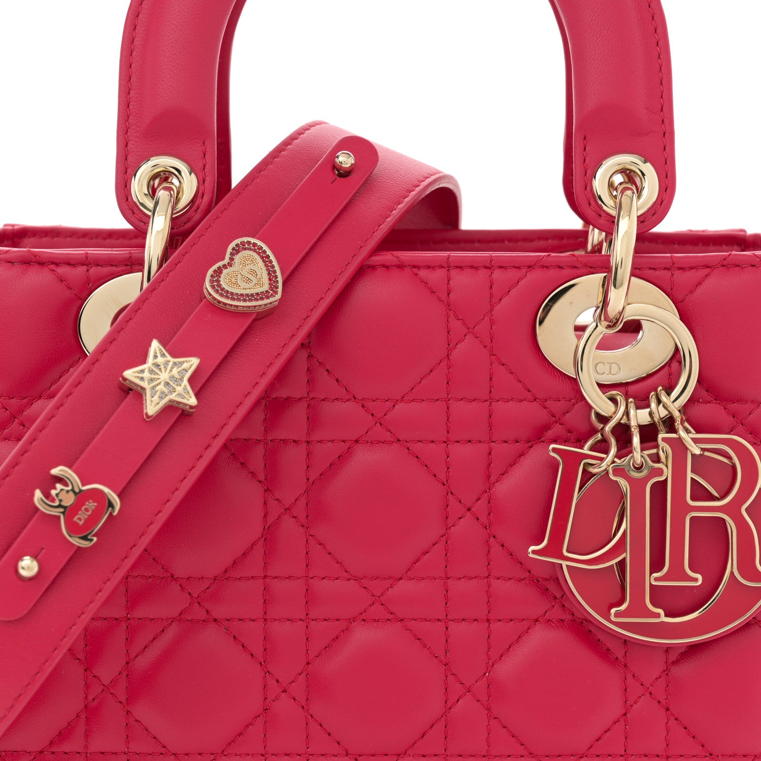 Christian Dior Lambskin Cannage Small My ABCDior Lady Dior Fuchsia 8 of 12