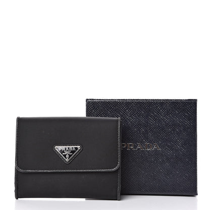 Prada Tessuto Nylon Vela Saffiano Wallet Black 11 of 11
