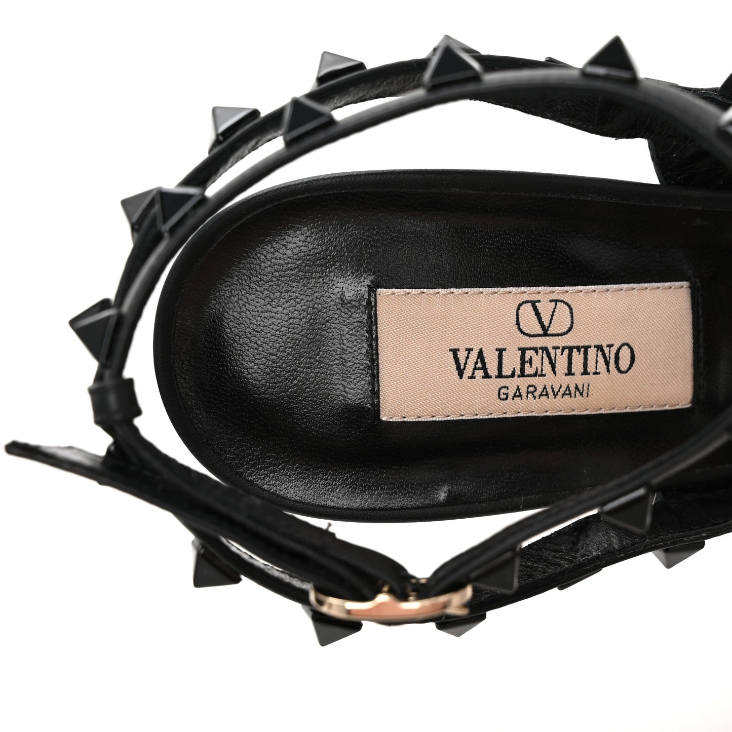 Calfskin Nappa Monochrome Rockstud Ankle Strap 100mm Pumps 40 Black