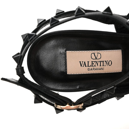 Valentino Garavani Calfskin Nappa Monochrome Rockstud Ankle Strap 100mm Pumps 40 Black 7 of 9