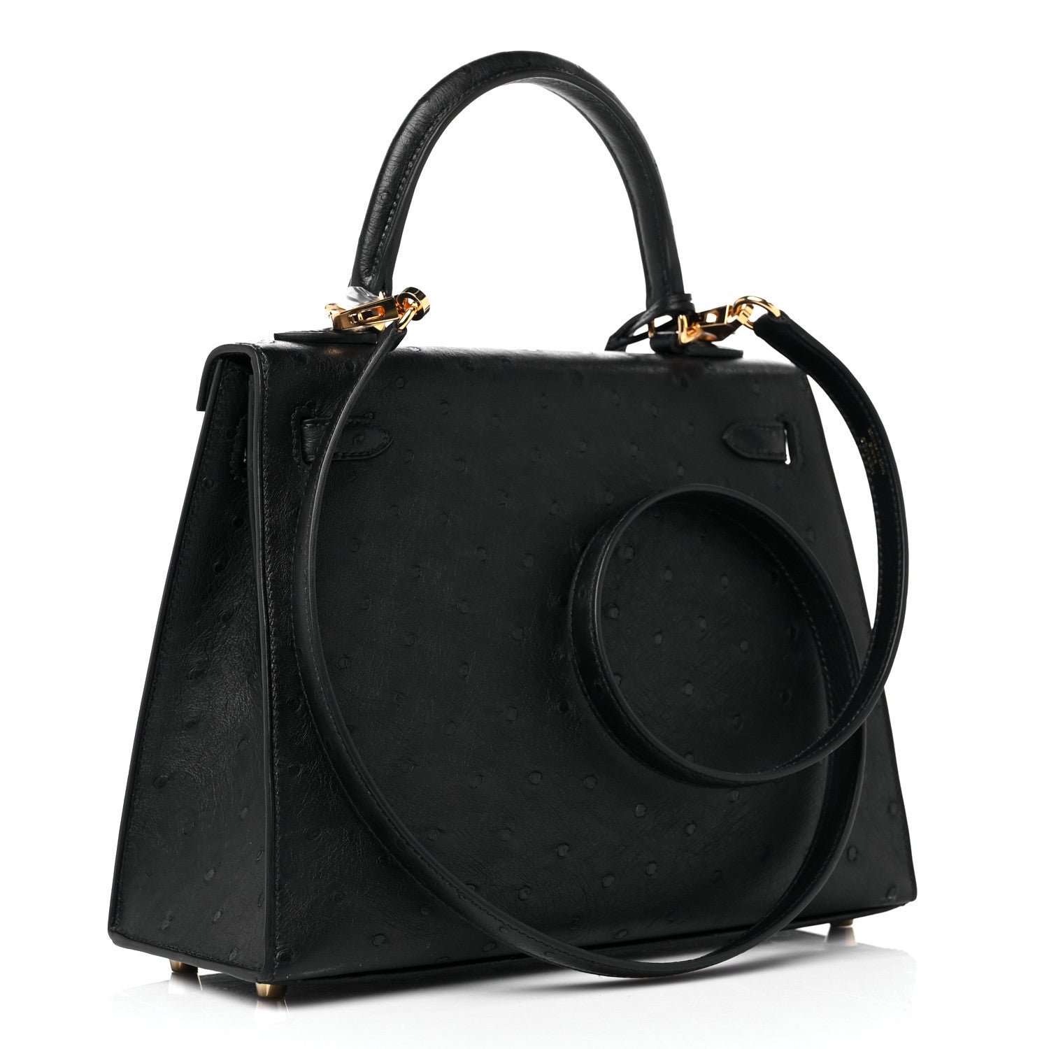 Hermes Ostrich Kelly Sellier 25 Black 3 of 10