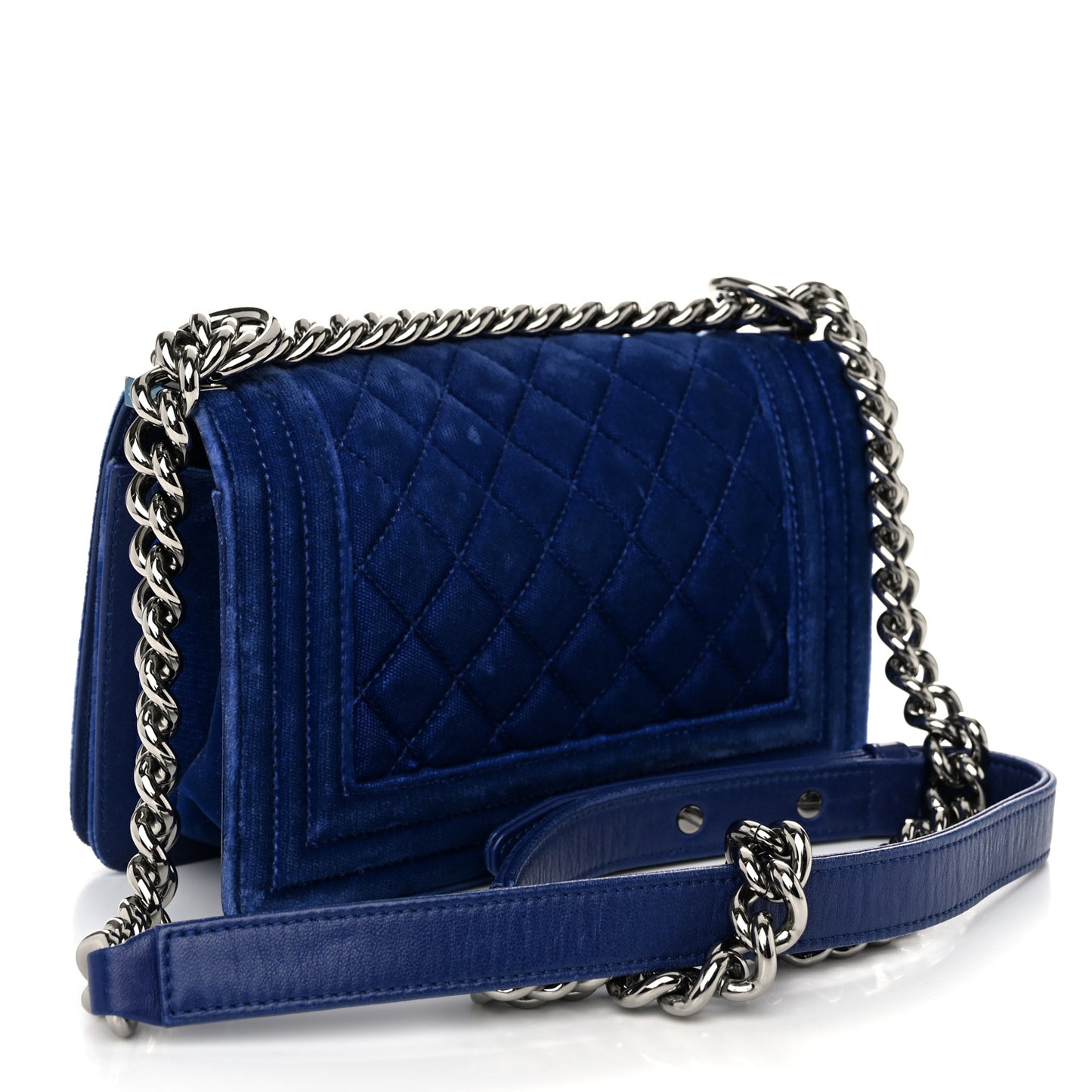 Velvet Quilted Small Boy Flap Blue